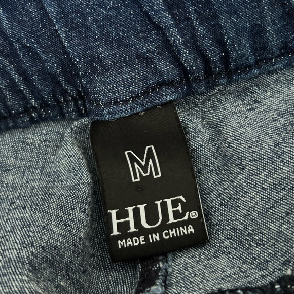 HUE • Ripped Knee Ink Wash Denim Leggings - Size M - Picture 12 of 16